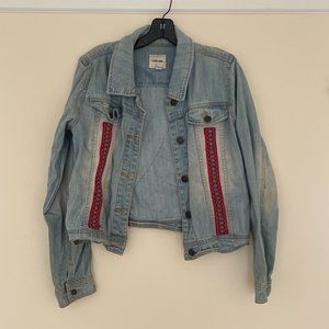 Denim Jacket with Handmade Mexican Embroidery